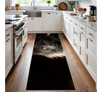 Meugesoi Visage de Chat Tapis de Couloir Long Doux Antidérapant 60x180cm Chat mystérieux Carpet Cuisine Lavable en Machine Style Simple Tapis d'entrée Intérieur pour Couloir, Passage