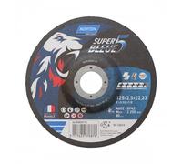 Meule de tronçonnage à moyeu déporté super bleue 5-metal / inox-125x2.5x22.23mm boîte de 25 NORTON