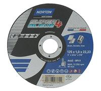 Meule de Tronçonnage Plate Norton Super Bleue 4-METAL/Inox-125x1x22.2