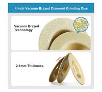 Meules, Disque À Meuler Diamanté Brasé Sous Vide 4" (100 Mm), Grain 300, For Meuleuse D'angle, Granit, Marbre, Fer, Acier Et Maçonnerie(1 PCS)