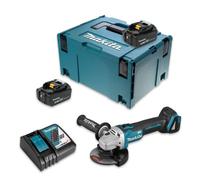 Meuleuse Ø 125 mm 18 V Li-Ion -MAKITA - avec 2 batteries 4Ah 18V - chargeur - MAKPAC - DGA504RMJ