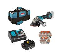 Meuleuse Ø125 mm 18V DGA504Z + 1 batterie BL1850B 18V 5 Ah + chargeur rapide DC18RC + 5 Disques à tronçonner métal & inox A36S +