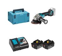 Meuleuse Ø125 mm 18V DGA504ZJ + 2 batteries BL1850B 18V 5 Ah + chargeur rapide DC18RC MAKITA