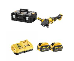 Meuleuse Ø125 mm 54V DCG418NT-XJ + 2 batteries 18/54V 6-2Ah + 1 chargeur DCB118-QW DEWALT