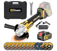 Meuleuse D’angle sans fil, Moteur Brushless, Boîte à 4 vitesses, 2 Batteries de 4000 mAh, 12000RPM Meuleuse d'angle Électrique Sans Balais de 125 mm avec 12 Accessoires pour Découper Polir (1 pile)
