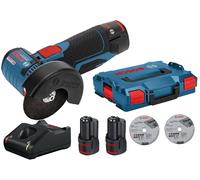 Meuleuse angulaire sans-fil GWS 12V-76 + 2 batteries 2Ah + chargeur + coffret L-BOXX - BOSCH