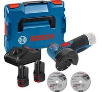 Meuleuse angulaire 12V GWS 12V-76 + 2 batteries 3Ah + chargeur + coffret L-Boxx - BOSCH - 06019F200Y