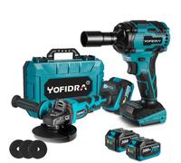 Meuleuse d'angle 125mm 850W + Clé à Chocs Sans fil 800NM - Yofidra - 2X 1.5AH Batteries