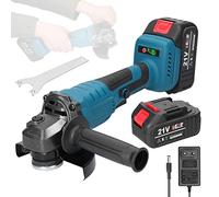 Meuleuse d'angle 125mm Sans fil, Weytoll 21 V M14 Meuleuse d'angle Moteur sans balais avec 2 piles 1300 mAh pour couper et polir les carreaux de céramique, le bois, la pierre et l'acier