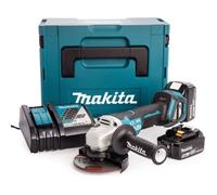 Makita Meuleuse d'angle sans fil Makita DGA517RTJ 18 V / 5,0 Ah avec interrupteur à palette, 2 batteries + chargeur livrés dans MAKPAC Quantité:1