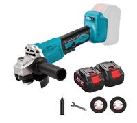 Meuleuse d'angle 21V, 125mm Meuleuse Sans Fil avec 2Batteries et Chargeur, Poignée Supplémentaire Outil de le Meulage Découpage pour le Meulage et la Coupe, Bricoleur, Électricien, Mécanicien (Bleu)