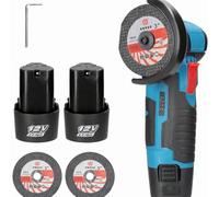 Meuleuse d'angle à batterie 12 V Mini Flex sans fil avec 2 batteries au lithium, disques de coupe 3", compact et portable pour métal et acier
