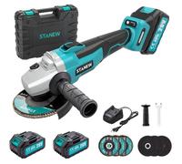 Meuleuse D'angle Brushless, STANEW Meuleuse Angulaire sans fil，Vitesse à Vide 8500 trs/min，20V 4000mAh Batterie. (Deux batteries)