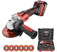 Meuleuse D'angle Brushless, TEENO Meuleuse angulaire sans fil，Vitesse à Vide 9800 trs/min，2 Batteries 20V 3.0Ah et 1 chargeur