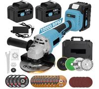 Meuleuse d'angle électrique, polisseuse sans fil, 3 vitesses, 15000 mAh, deux batteries et un chargeur, 12000 tr/min, efficace