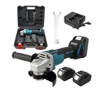 Meuleuse d'angle électrique sans balais 125MM, vitesse Variable, Machine de découpe M14, outil électrique for le travail du bois, adapté for makita 18v, adapté à la batterie(2 Battery)