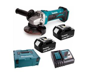 Meuleuse d'angle Makita Aku 115mm Li-ion LXT 18V/5.0Ah, Makpac DGA452RTJ