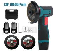Meuleuse d'angle miniature sans fil 12 V, puissance 600 W, vitesse 19 500 tr/min, 2 batteries incluses.