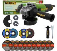 Meuleuse d'angle Procraft PW1050 + 10x meule, 2x roue à lamelles | SPW1050, 6977694790743
