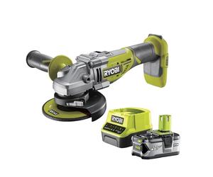 Meuleuse d'angle RYOBI 18V LithiumPlus One+ Brushless - 1 batterie 4,0 Ah - 1 chargeur rapide - R18AG7-140S
