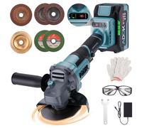 Meuleuse d'angle sans fil 125 mm, 21V 4,0Ah Meuleuse d'angle Moteur Brushless avec 1 Batteries 6 Vitesses Réglables 9000RPM Meuleuse à Métaux avec Disque à Lamelles pour Tronçonner, Décal (Tapez A)