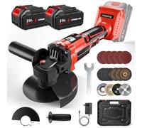 Meuleuse d'angle sans Fil, 125mm Disqueuse sans Fil avec 2 x 3000 mAh Batteries, 13000RPM Moteur Brushless, 3 Vitesses, Écran Numérique, Roues de Coupe, pour Couper, Polir et Poncer