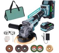 Meuleuse D'angle Sans Fil 125mm,Professional 21V System Meuleuse Angulaire Sans-Fil avec 4000 mAh & Chargeur, 6 positions de Réglage, 9000 tr/min Moteur Brushless Meuleuse à Métaux Avec Disques