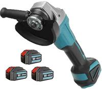 Meuleuse d'angle sans fil de rechange pour meuleuse Makita Bürstenlo - 125 mm - Avec batterie 3 x 5500 mAh et 2 chargeurs pour enlever la peinture et le mortier - Pour meuler, couper