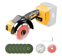 Meuleuse d'angle sans fil sans balais compatible avec Dewalt 20 V, 500 W, mini meuleuse à batterie de 10,2 cm avec 9 lames de scie, 3 vitesses pour une coupe efficace (sans batterie) (pas de plaque de