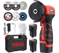 Meuleuse d'Angle TEENO 19 500 RPM - Disqueuse Sans Fil 76mm, Kit Complet avec 2 Batteries 2000mAh et 6 Disques - Pour Meulage, Polissage, Découpe Professionnelle