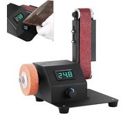 Meuleuse de comptoir, ponceuse à ceinture miniature | Meule de banc de 350 W avec 10 ceintures de ponçage, ponceuse à grande vitesse pour métal, sécurité bois R avec carat