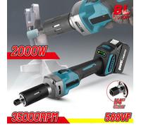Meuleuse Droite Sans Fil 18V Compatible Makita 35000RPM Outil Rotatif Brushless 6mm/6 35mm 2000W Avec Vitesse Réglable 1 Batterie