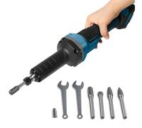 Meuleuse électrique sans fil compatible avec Makita 18 V, meuleuse droite électrique sans balais avec 5 embouts de meulage à tige de 6 mm pour enlever la rouille, le meulage, le polissage