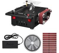 Meuleuse, mini scie d'établi 150 W et ponceuse à bande avec tige d'extension, pince de serrage, kit de perçage de sculpture, scie circulaire à vitesse variable, profondeur de coupe de 30 mm, ponceuse