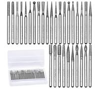 Meuleuses Diamantées, Fraises Diamant 30 Pièces Fraises Rotatives Rasp Set Fraises Définies avec des Outils Rotatifs à Queue de 3mm Accessoires pour le Meulage du Verre Rectifieuse