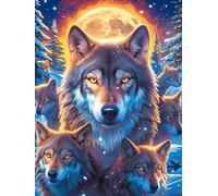 Meute de Loups dans la forêt au Clair de Lune 1000 Pièces Puzzle Adulte en Carton Rigide Haute Qualité Très Difficile Haute Difficulté Anti-Stress Décoration Murale Idée Cadeau Premium 1000 PCS