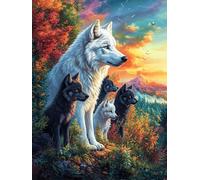 Meute de loups dans la forêt magique 500 Pièces Puzzle Débutant En Carton Anti-Déchirure Animal de conte de fées d'accompagnement Facile Apprentissage Anti-Stress Passe-Temps Cadeau Fête Des Mères Pet