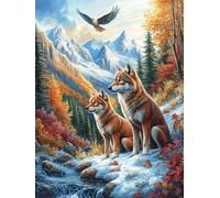Meute de Loups dans Les Montagnes 500 Pièces Puzzle Adulte en Carton Rigide Haute Qualité Peinture à l'huile Animaux et Plantes Difficile Niveau Expert Anti-Stress Jeu De Société Idée Cadeau Anniver