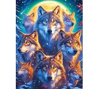Meute de Loups dans Une forêt au Clair de Lune Puzzle 300 Pièces pour Adultes Jeu De Réflexion Educa Qualité Supérieure Famille Divertissement Créatif Cadeau De Fête 300 PCS