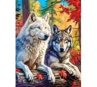 Meute de loups dans une forêt magique 300 Pieces Casse-tête Collectionneur En Carton Sans Déformation Faune sauvage et animaux de compagnie Haute Difficulté Décoration Murale Collection Cadeau Noël Pa