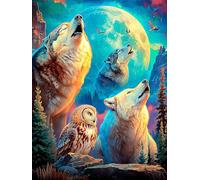 Meute de Loups Hurlant à la Lune 300 Pièces Puzzle pour Ado en Carton Anti-Déchirure Mythes fantastiques Facile Débutant Jeu De Société Soirée Entre Amis Cadeau Anniversaire Petit Prix 300 PCS