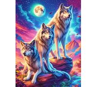 Meute de loups hurlant à la lune 500 Pieces Casse-tête Pour Ado En Carton Haute Qualité Faune sauvage et animaux de compagnie Facile Débutant Activité Familiale Soirée Entre Amis Cadeau Fête Des Mères