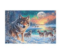 Meute de Loups Montagne Forêt Faune Sauvage Nature Sauvage Puzzle 1000 Pièces pour Adultes Amusant Captivant Et Relaxant Parfait pour Hobby Et Famille （75x50cm）