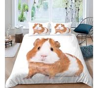 MEVASA Cochon d'Inde Housse de Couette 200x200 Animaux Blanc Parure de Lit 3 Pièces Enfant GarçOn Fille Ado Ultra Doux Microfibre Ensemble de Literie avec Fermeture éclair