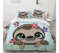 MEVASA Hibou Housse de Couette 200x200 Animaux De Dessin Animé Parure de Lit 3 Pièces Enfant GarçOn Fille Ado Ultra Doux Microfibre Ensemble de Literie avec Fermeture éclair