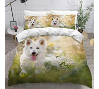 MEVASA Housse de Couette 140x200 Enfant Parure de Lit Chien De Berger Suisse Animaux Chien Housse de Couette Ado Garçon Fille 1 Personne Microfibre avec 2 Taies d'Oreillers 50x75 cm