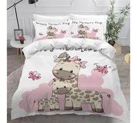 MEVASA Housse de Couette 140x200 Enfant Parure de Lit Girafe Mignonne Animaux De Dessin Animé Housse de Couette Ado Garçon Fille 1 Personne Microfibre avec 2 Taies d'Oreillers 50x75 cm