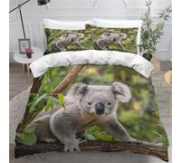 MEVASA Housse de Couette 140x200 Enfant Parure de Lit Koala Koala Mignon Housse de Couette Ado Garçon Fille 1 Personne Microfibre avec 2 Taies d'Oreillers 50x75 cm