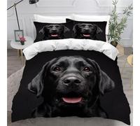 MEVASA Housse de Couette 140x200 Enfant Parure de Lit Labrador Retriever Animal Noir Chien Housse de Couette Ado Garçon Fille 1 Personne Microfibre avec 2 Taies d'Oreillers 50x75 cm