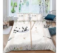 MEVASA Housse de Couette 140x200 Enfant Parure de Lit Panda De Dessin Animé Animaux Mignons Housse de Couette Ado Garçon Fille 1 Personne Microfibre avec 2 Taies d'Oreillers 50x75 cm